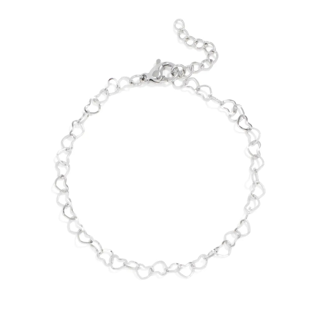 Silver chain bracelet on a white background