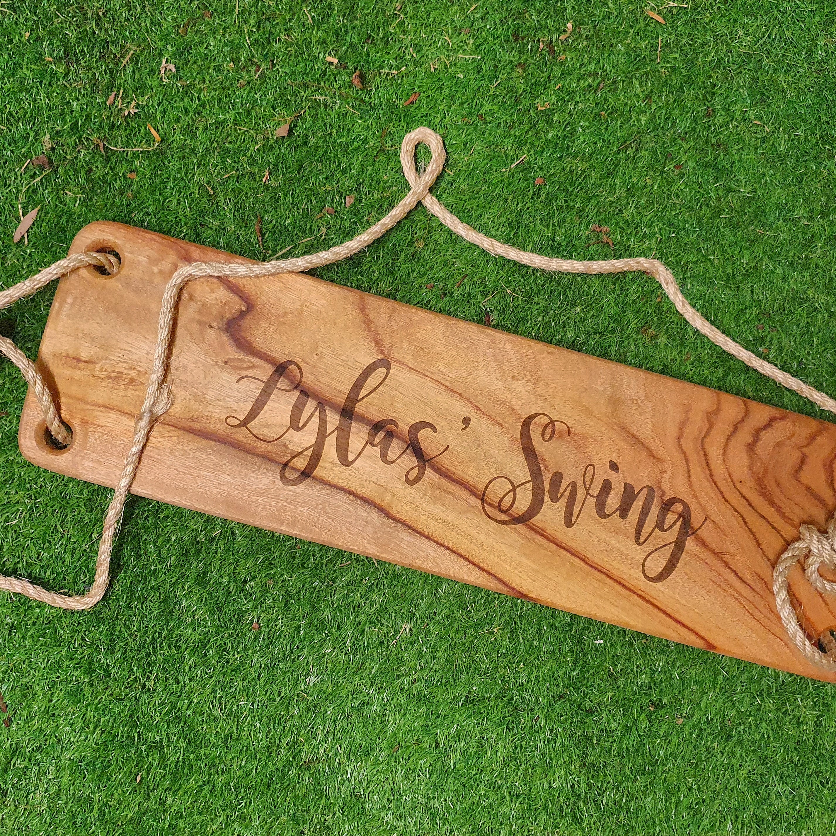 Custom Engraved Wooden Swing