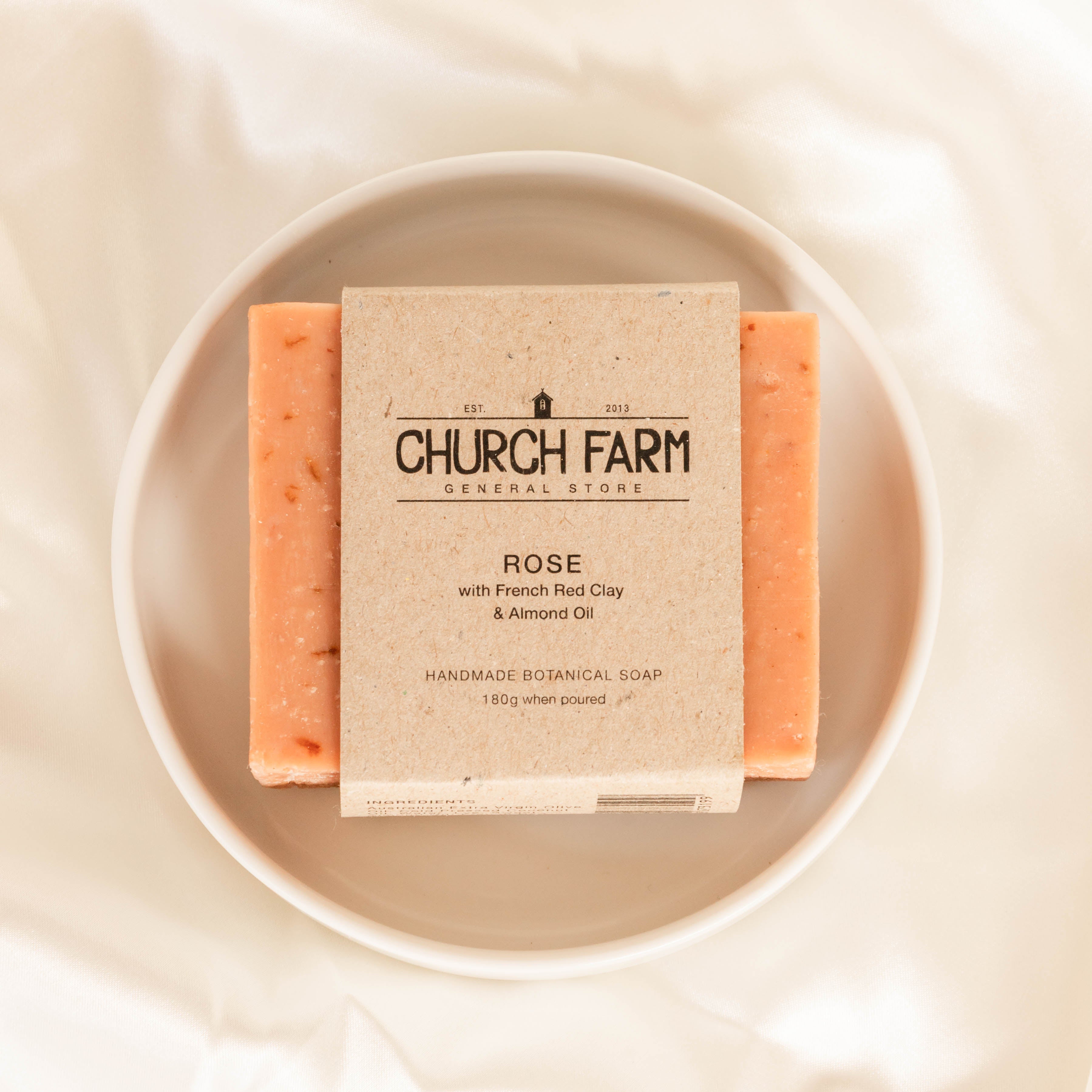 Bar of soap with 'Church Farm' branding on a white background