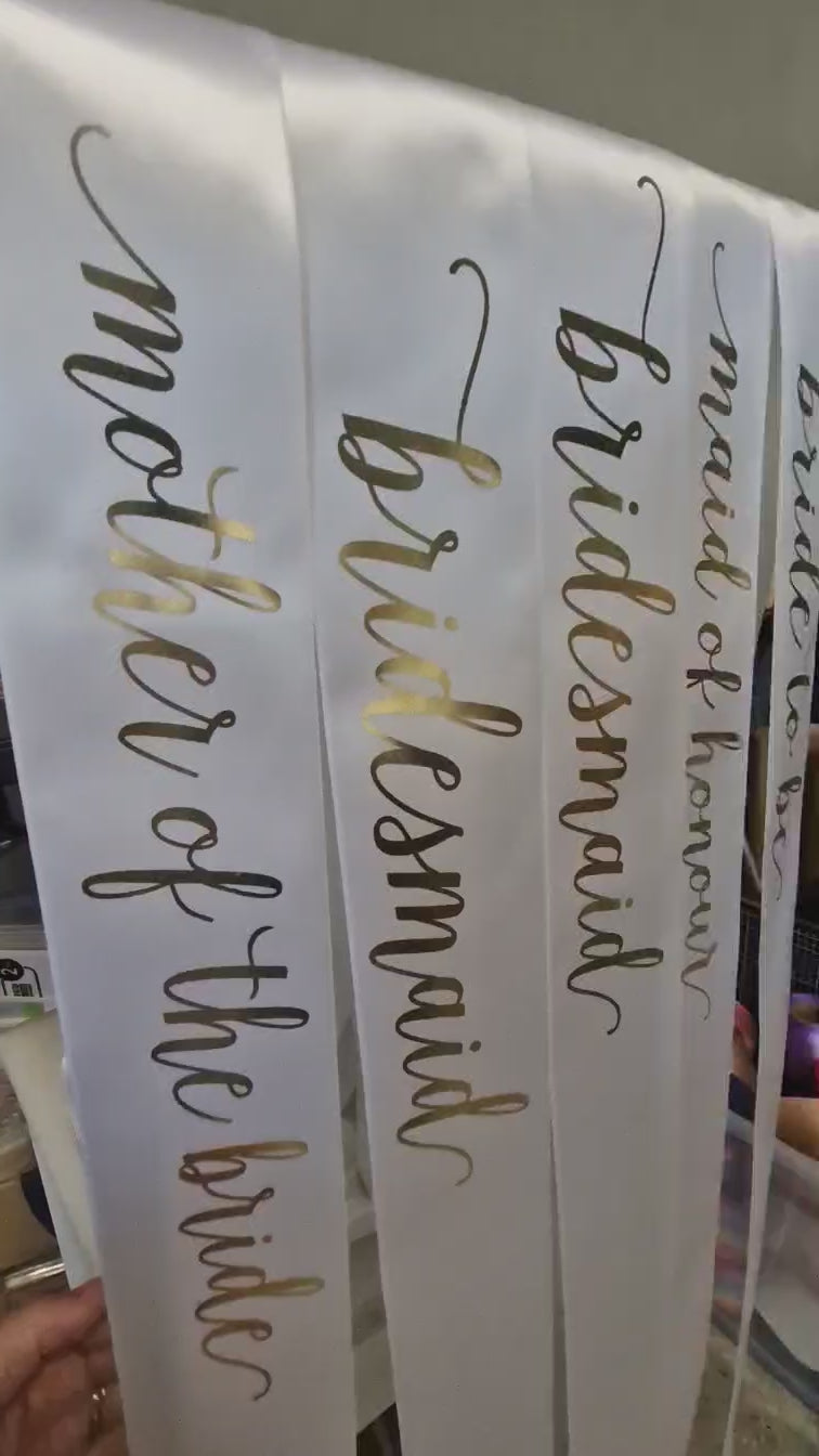 Bridal Party Sashes White