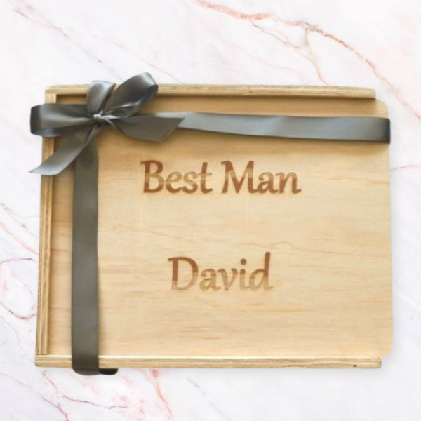 custom engraved personalised wooden gift box for best man