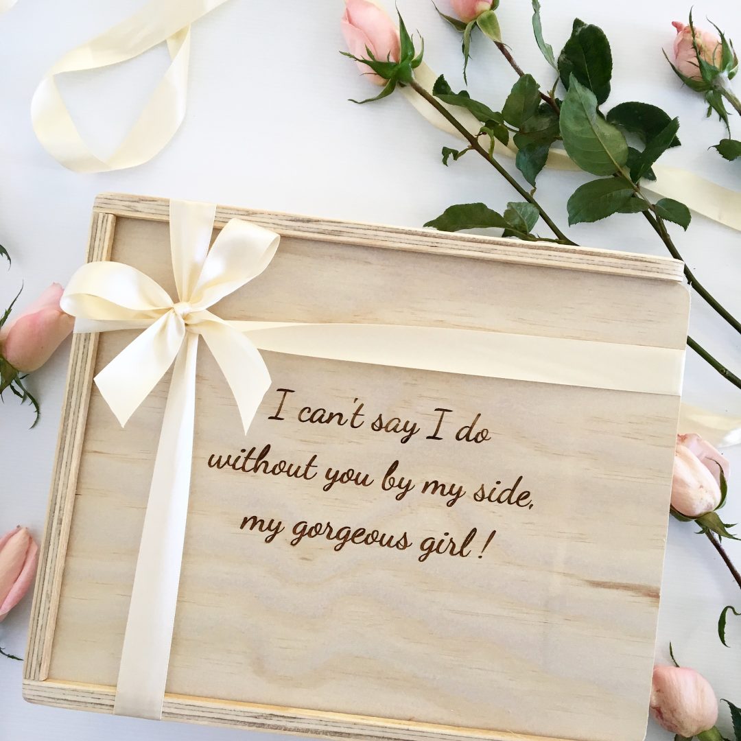 Happy couple custom engraved the bridal box co 