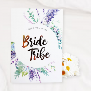 welcome to my bride tribe card for bridesmaids with colourful floral border