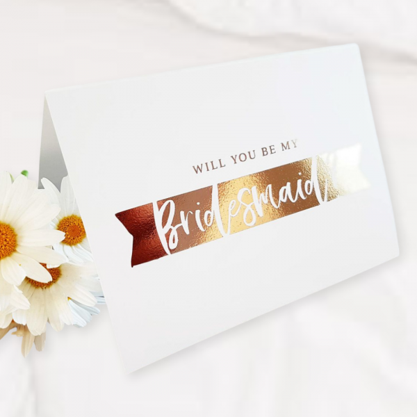 will you be my bridesmaid gold foil gift card