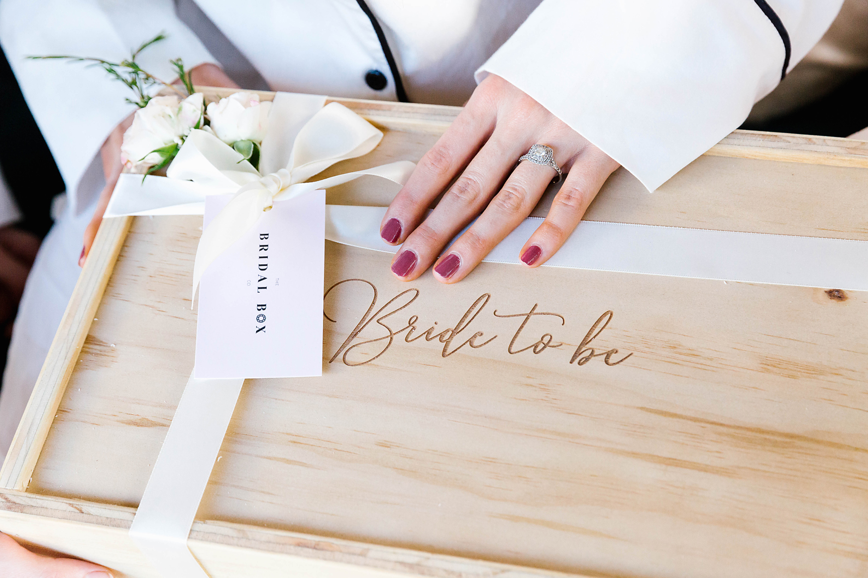 bride to be photoshoot engaged gift box keepsake