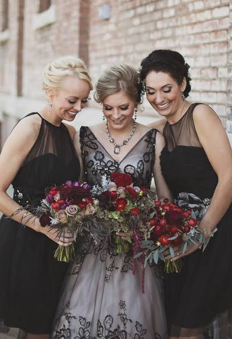 halloween wedding bridesmaids