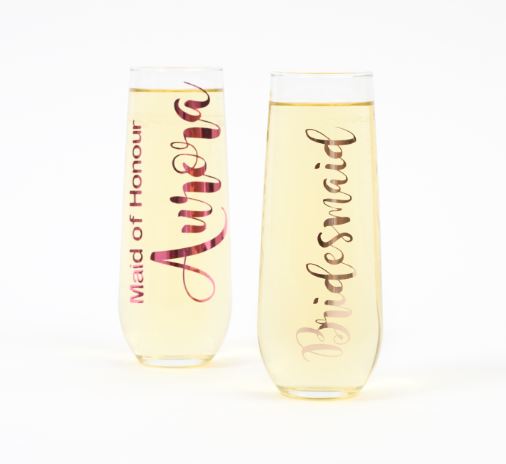 personalised champagne flutes stemless