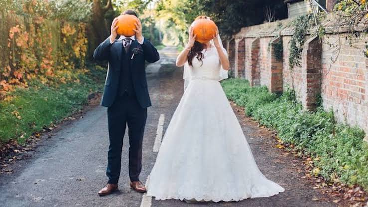 Halloween wedding couple