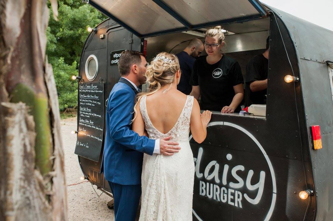 food trucks at a wedding burger van
