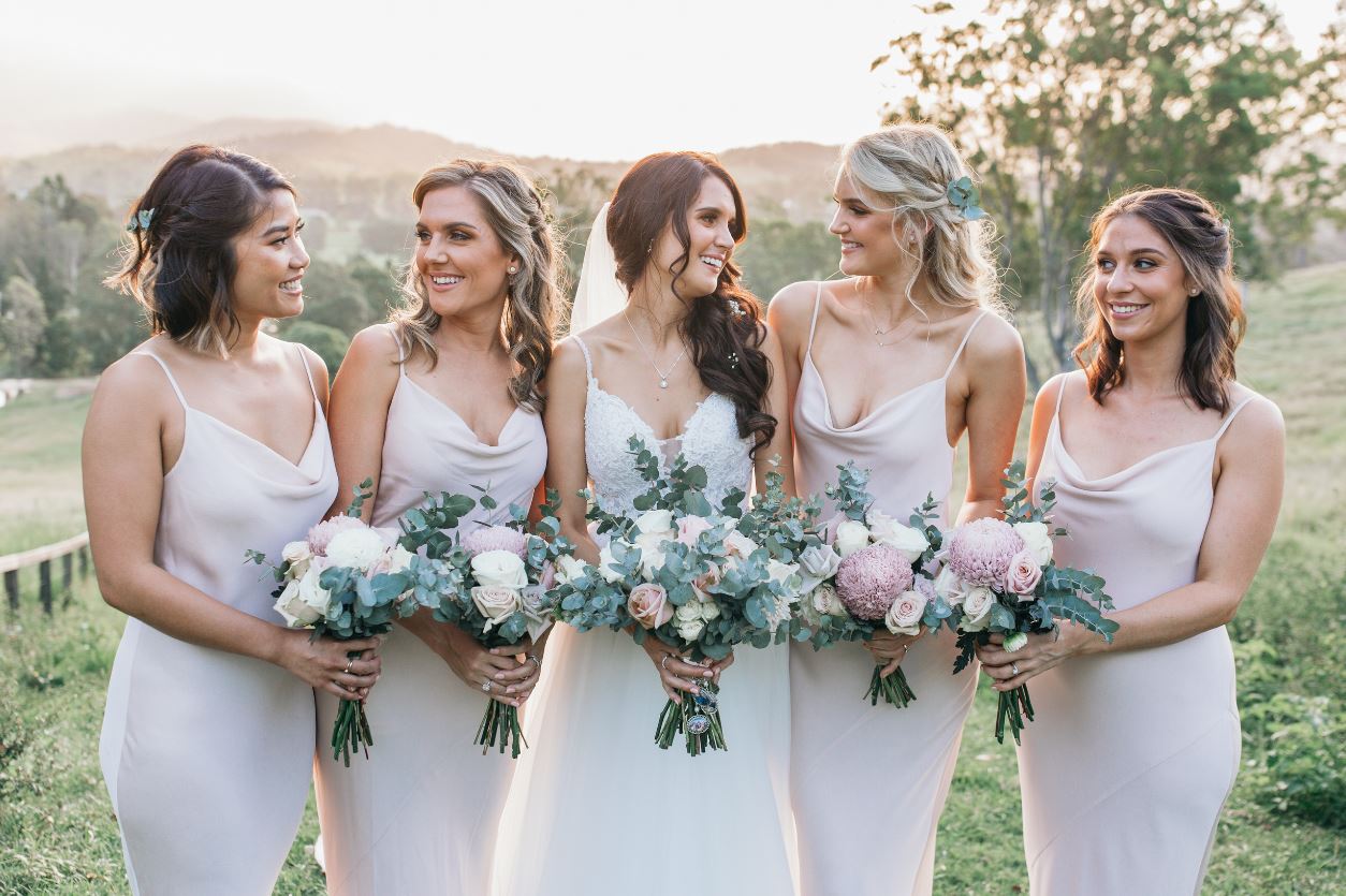 Bride and Bridal Party Bumble and Bloom florist