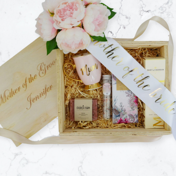 custom engraved personalised mother of the bride or mother of the groom hamper
