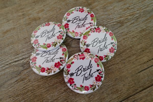 roses and arrows bride tribe badges