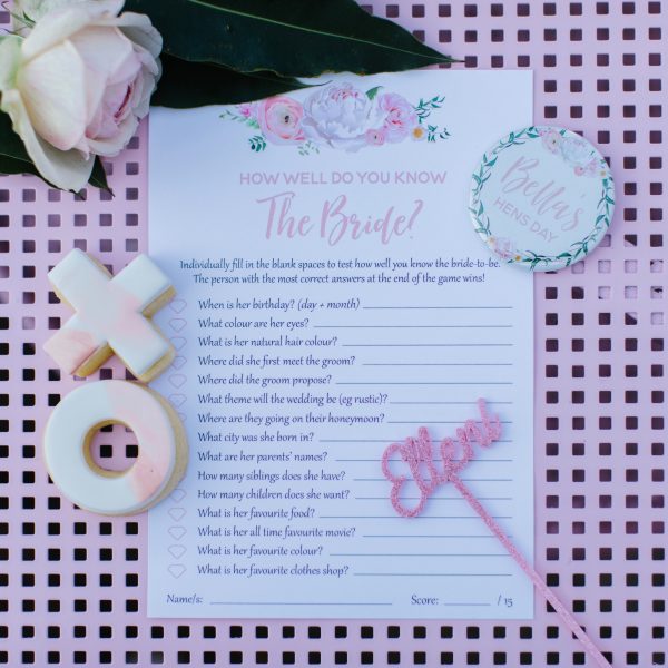 hens party game how well do you know the bride