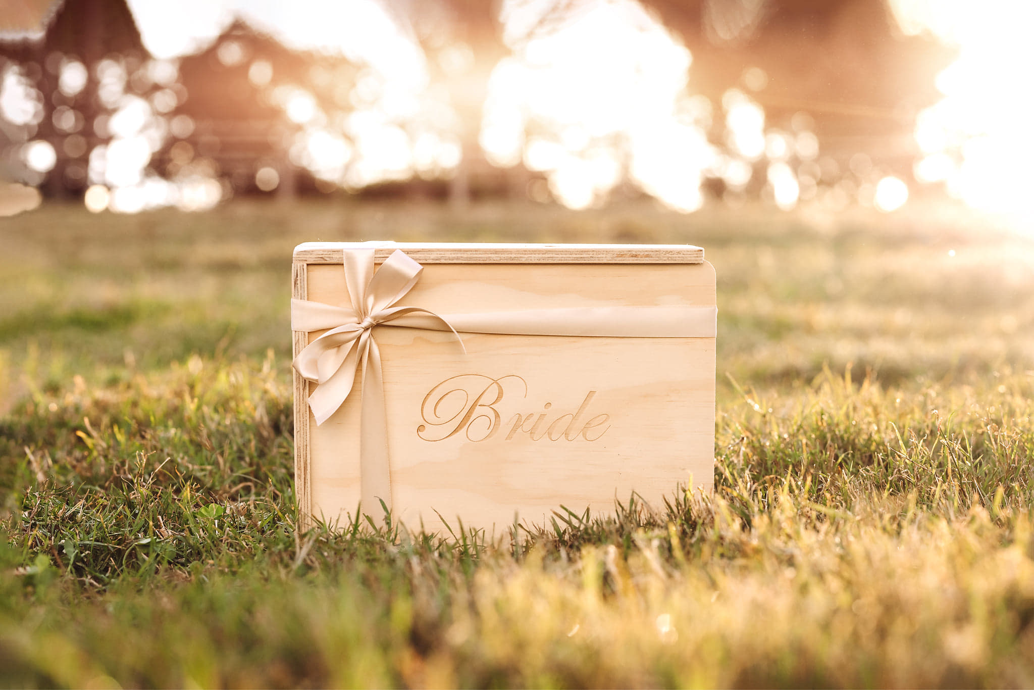 A "Bride" engraved wooden gift box by The Bridal Box Co.
