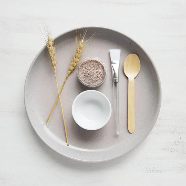 yarra valley diy clay mask kit displayed on plate with wheat decoration