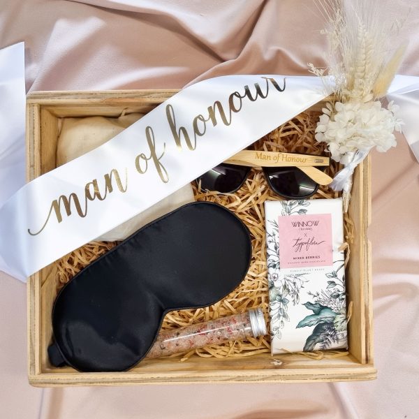 man of honour or bridesman gift hamper, for male or non-binary bridal party members